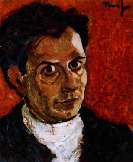 Nicolae Tonitza Self-portrait. Oil on cardboard, 0.410 x 0.360. oil painting image